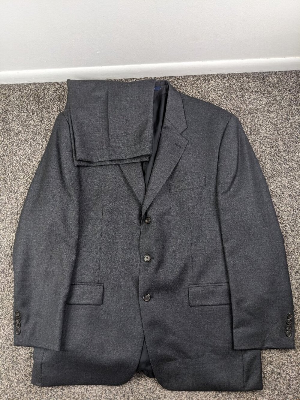 Polo Ralph Lauren 46R Suit Flannel Wool Cashmere 40x30 University